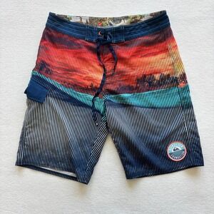Quiksilver Foundation Board Shorts Men 32 Multicolor Sunset Stripe AQYBS00019